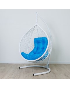Подвесное кресло Модерн Белый голубой подушка голубая Stuler