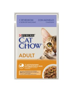 Влажный корм для кошек Purina Adult 1 с ягненком и зеленой фасолью в желе 85г Cat chow
