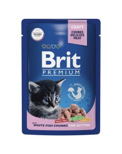Влажный корм для котят Premium белая рыба в соусе 85 г Brit*