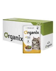 Влажный корм для котят курица в желе 25 шт по 85 г Organix