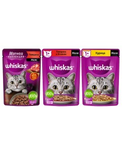 Влажный корм для кошек Мясная коллекция три вкуса в желе 42шт по 75г Whiskas