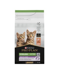 Pro Plan Sterilised Kitten корм для котят от 1 до 12 месяцев Лосось 1 5 кг Purina pro plan