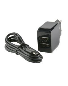 Зарядное устройство сетевое NC 2 4A УТ000013634 2 USB 2 4A кабель MicroUSB черный Red line