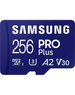 Карта памяти microSDXC UHS I U3 A2 Pro PLUS 256 ГБ 180 МБ с Class 10 MB MD256SA 1 шт переходник SD Samsung