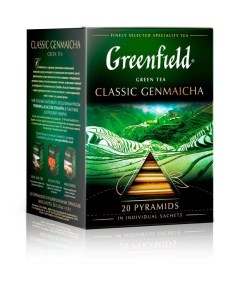 Чай зеленый Classic Genmaicha с воздушным рисом 20x1 8 г Greenfield