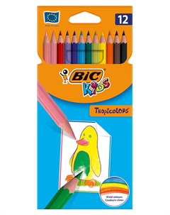 Цветные карандаши Kids Tropicolors 12 цветов Bic