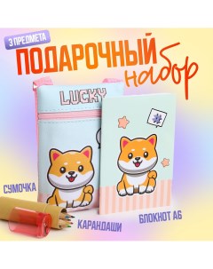 Подарочный набор для девочки lucky сумка карандаши раскраска Nazamok kids