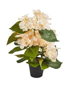 Искусственное растение в горшке Гортензия 5 соцветий 10x37 см цвет белый полиэстер Без бренда