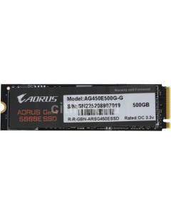 SSD накопитель Aorus Gen4 5000E AG450E500G G 500ГБ M 2 2280 PCIe 4 0 x4 NVMe PCIe Gigabyte