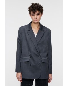 Пиджак двубортный oversize костюмный серый Befree