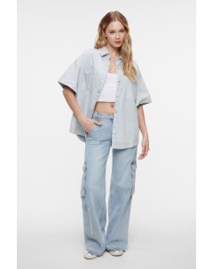 Рубашка oversize джинсовая с короткими рукавами Befree