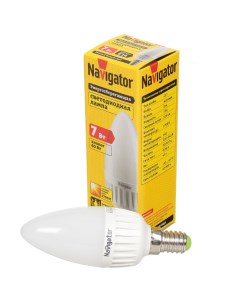 Лампа светодиодная E14 7 Вт 60 Вт 220 В свеча 2700 К свет теплый белый Navigator
