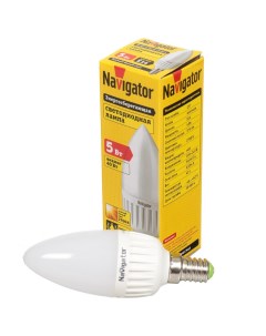 Лампа светодиодная E14 5 Вт 40 Вт 220 В свеча 2700 К свет теплый белый Navigator