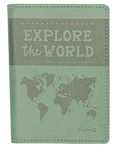 Обложка для паспорта темно зеленая Airport