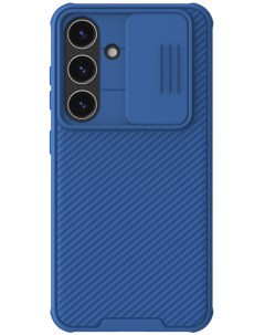 Чехол для Samsung Galaxy S24 CamShield Pro рельефный со шторкой для камеры синий Nillkin
