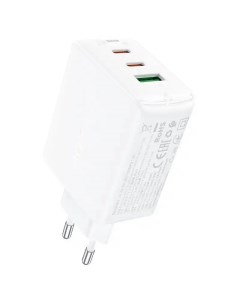 Сетевое зарядное устройство A41 PD65W GaN 2 USB C USB A charger EU белое Acefast