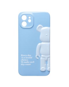 Чехол iPhone 12 силиконовый Мишка 3 голубой Promise mobile