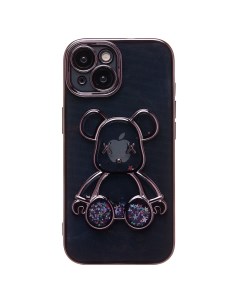 Чехол iPhone 15 силиконовый Мишка черный Promise mobile