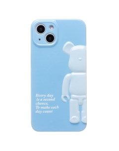 Чехол iPhone 14 силиконовый Мишка 3 голубой Promise mobile