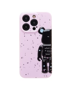 Чехол iPhone 15 Pro силиконовый Мишка 3 светло розовый Promise mobile