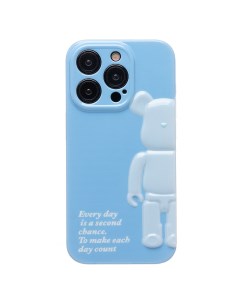 Чехол iPhone 15 Pro силиконовый Мишка 3 голубой Promise mobile