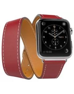 Ремешок из экокожи для Apple Watch 42 44 mm Двойной Красный Коричневый Nobrand
