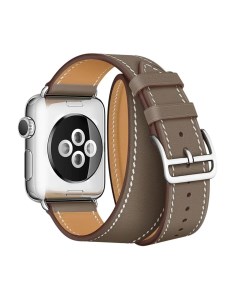 Ремешок из экокожи для Apple Watch 38 40 mm Двойной Серый Nobrand