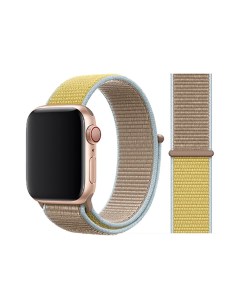 Ремешок нейлоновый для Apple Watch 42 44 мм Желтый с бежевым Nobrand