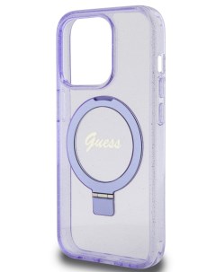 Чехол для iPhone 15 Pro с функцией подставки прозрачный фиолетовый Guess
