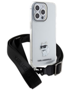 Чехол для iPhone 15 Pro Max с ремешком на шею или через плечо прозрачный Karl lagerfeld