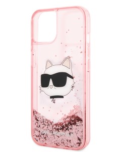 Чехол для iPhone 15 с гелем и защитой камеры прозрачный розовый Karl lagerfeld