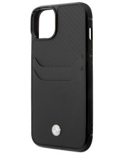 Чехол для iPhone 15 из натуральной кожи с карманом для 2 карт черный Bmw