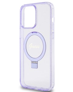 Чехол для iPhone 15 Pro Max MagSafe с функцией подставки прозрачный фиолетовый Guess