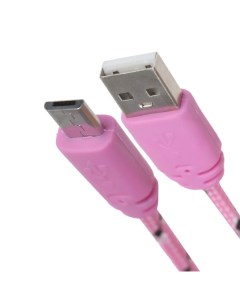 Кабель Micro USB USB 1 А 0 9 м нейлон розовый Luazon