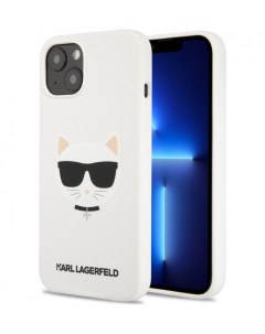 Чехол Karl Lagerfeld Liquid silicone Choupette Hard для iPhone 13 Mini Белый Cg mobile