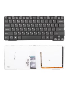 Клавиатура для ноутбука Sony SVE14A черная без рамки с подсветкой Azerty