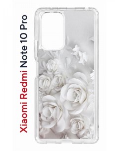 Противоударный чехол Kruche Print White roses для Xiaomi Redmi Note 10 Pro