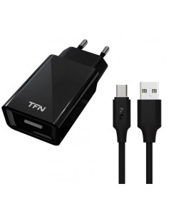 Сетевое зарядное устройство USB кабель microUSB черный Tfn