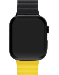 Ремешок для Apple Watch Series 8 45 mm силиконовый Чёрно жёлтый Mutural