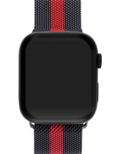 Ремешок для Apple Watch Series 9 45 мм металлический Чёрно красный Mutural