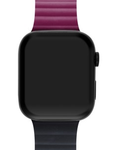 Ремешок для Apple Watch Series 9 45 mm силиконовый Чёрно бордовый Mutural