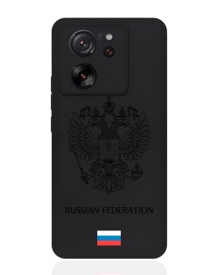 Чехол для смартфона Xiaomi 13T черный силиконовый Черный лаковый Герб Россия Musthavecase