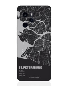 Чехол для смартфона Honor 100 Pro черный силиконовый Карта Санкт Петербурга Musthavecase