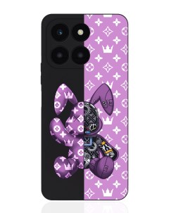 Чехол для смартфона Honor X6A черный силиконовый Розовый заяц Musthavecase