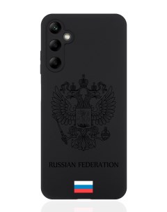 Чехол для смартфона Samsung A05S черный силиконовый Черный лаковый Герб Россия Musthavecase
