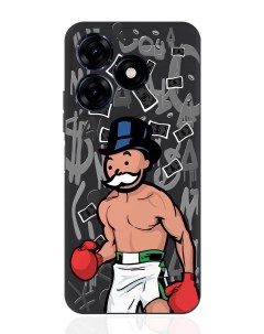 Чехол для смартфона Tecno Spark 20C черный силиконовый Monopoly Boxing Боксер Musthavecase