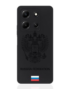 Чехол для смартфона Infinix Note 30i черный силиконовый Черный лаковый Герб Россия Musthavecase