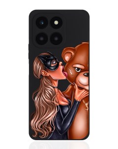 Чехол для смартфона Honor X6A черный силиконовый Кошечка и мишка Musthavecase