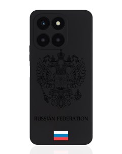 Чехол для смартфона Honor X6A черный силиконовый Черный лаковый Герб Россия Musthavecase