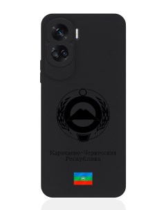 Чехол для Honor 90 Lite Черный лаковый Герб Карачаево Черкесской Республики Signumcase